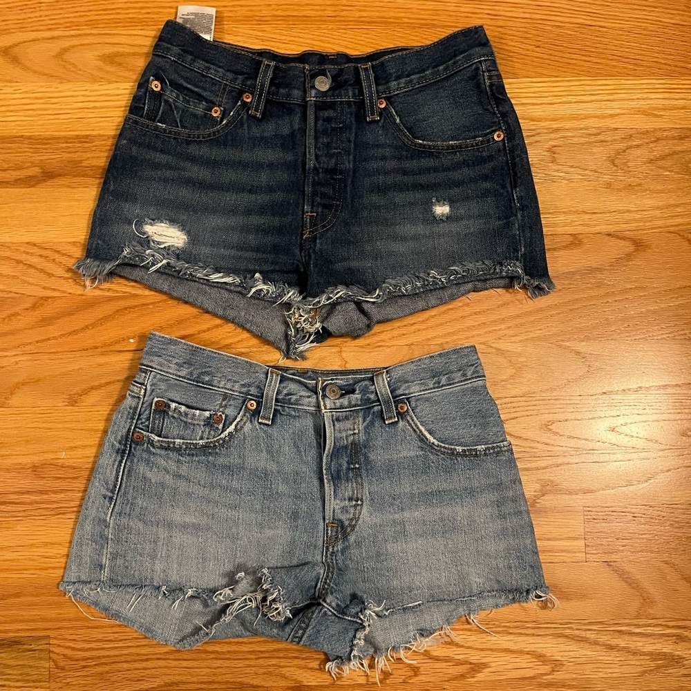 Levi's Dark and Light Blue Jean Shorts